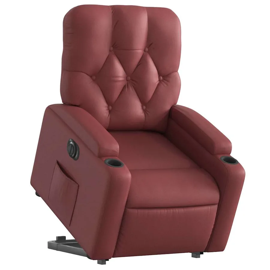 Fauteuil inclinable électrique rouge bordeaux similicuir - 3
