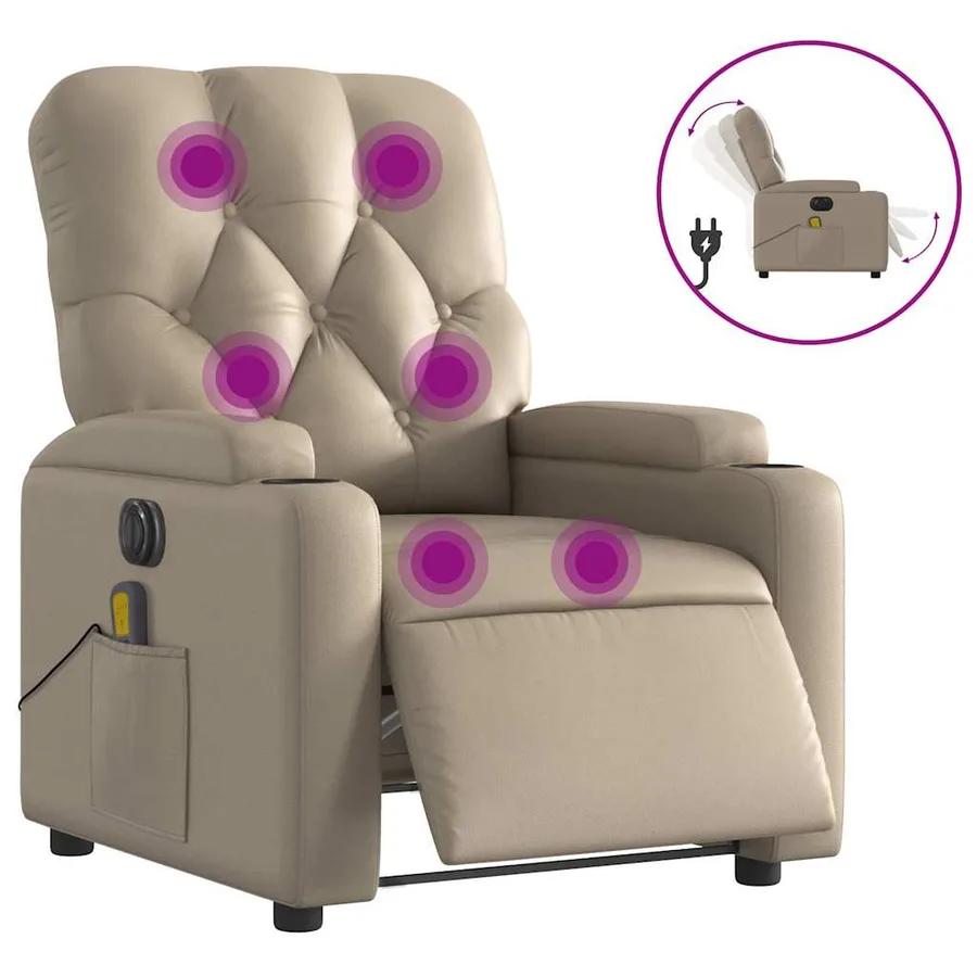 Fauteuil de massage inclinable électrique cappuccino similicuir - 2