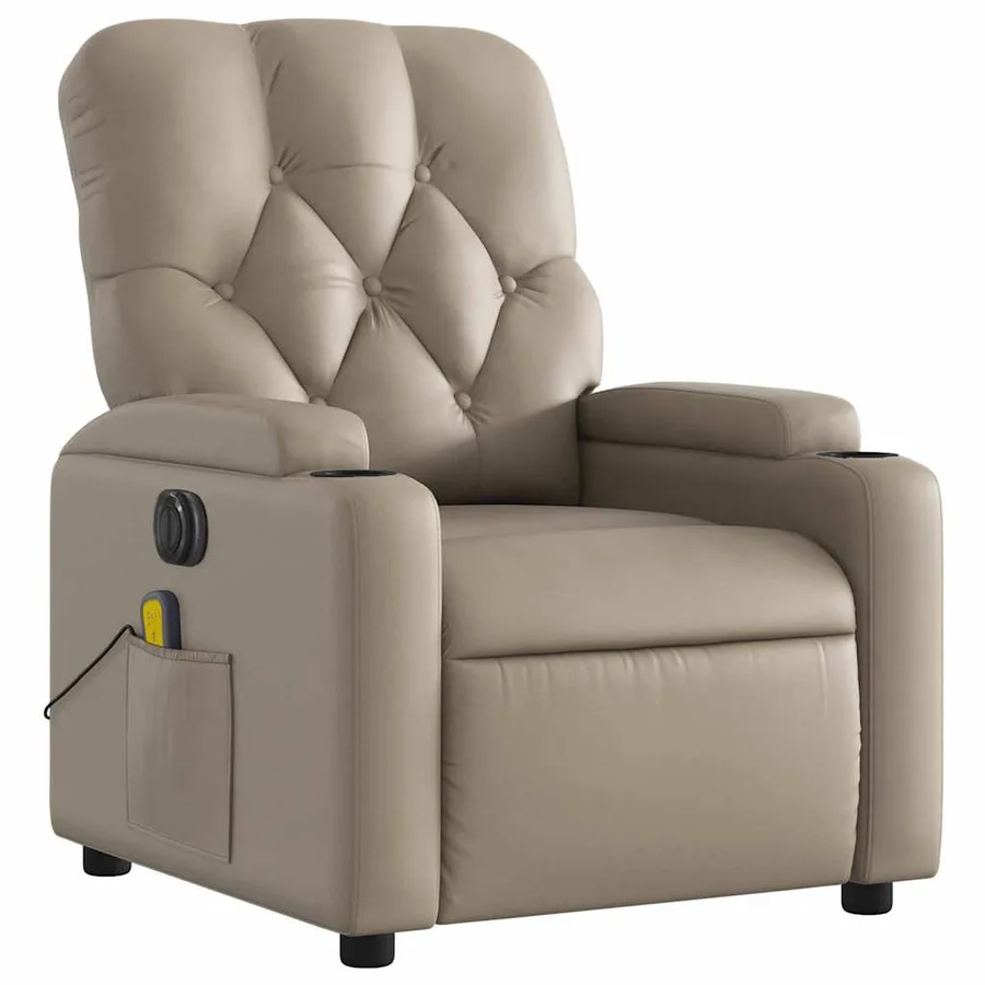 Fauteuil de massage inclinable électrique cappuccino similicuir - 4