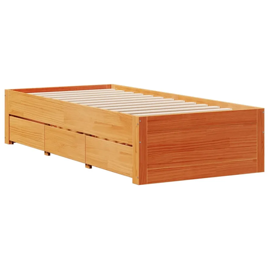 Cadre de lit sans matelas avec tiroirs 90x190 cm bois de pin - 6