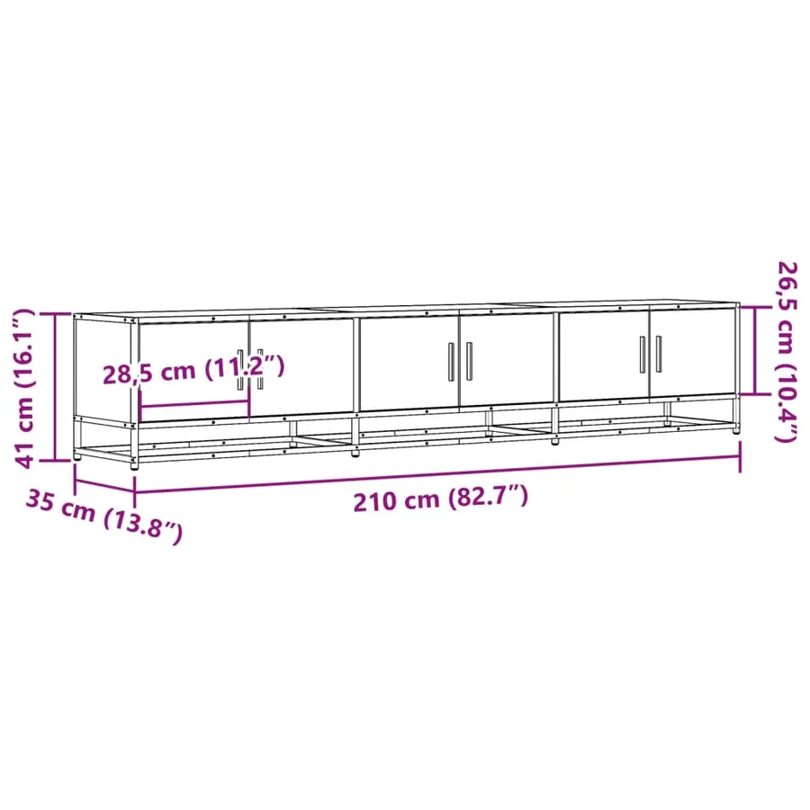 Meuble TV chêne sonoma 210x35x41 cm bois d'ingénierie - 10