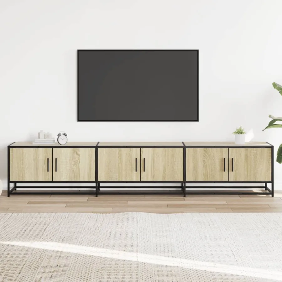 Meuble TV chêne sonoma 210x35x41 cm bois d'ingénierie - 3