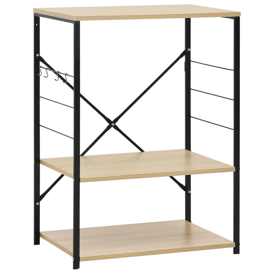 Armoire à micro-ondes noir et chêne 60x39,6x79,5 cm - 2