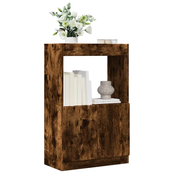 Buffet haut chêne fumé 63x33x100 cm bois d'ingénierie