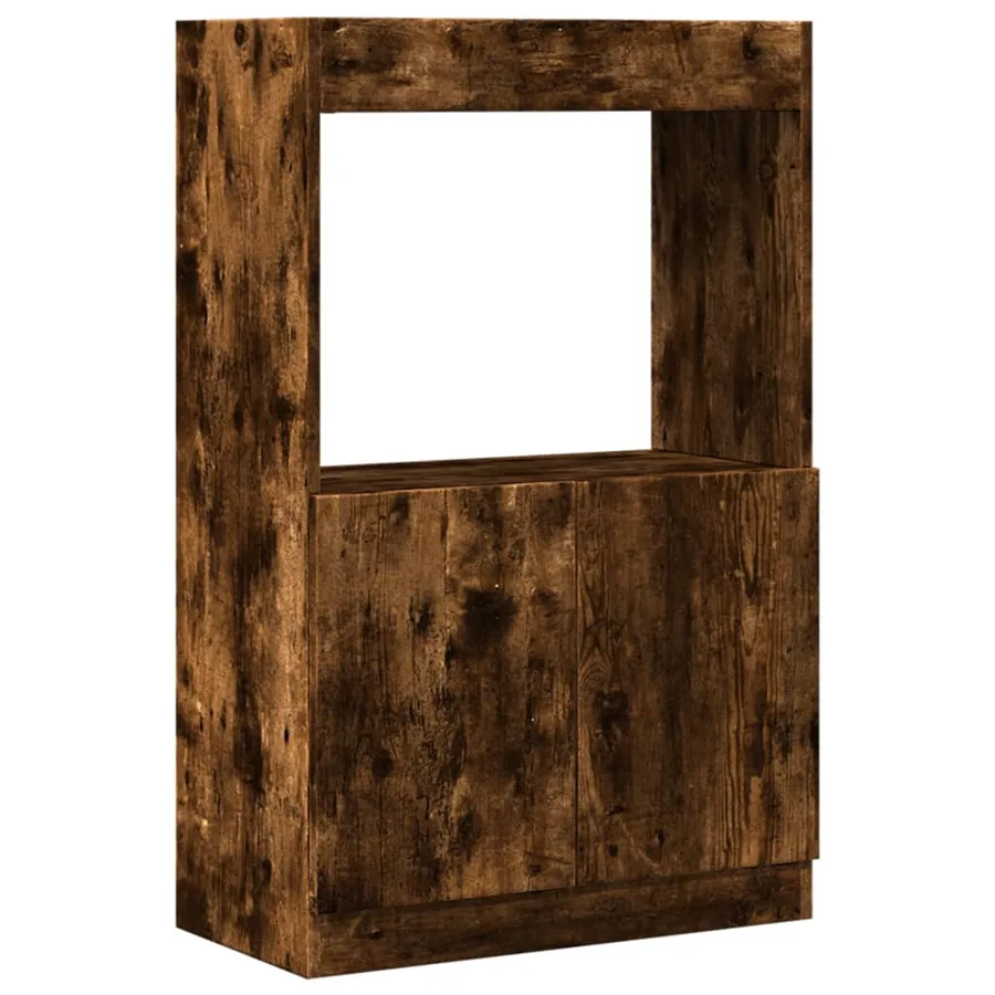 Buffet haut chêne fumé 63x33x100 cm bois d'ingénierie - 2