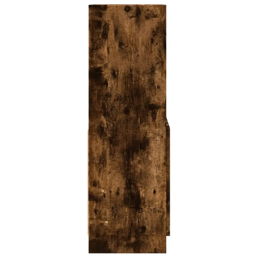 Buffet haut chêne fumé 63x33x100 cm bois d'ingénierie - 6