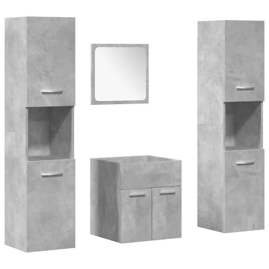 Ensemble de meubles de salle de bain 4 pcs gris béton - 2