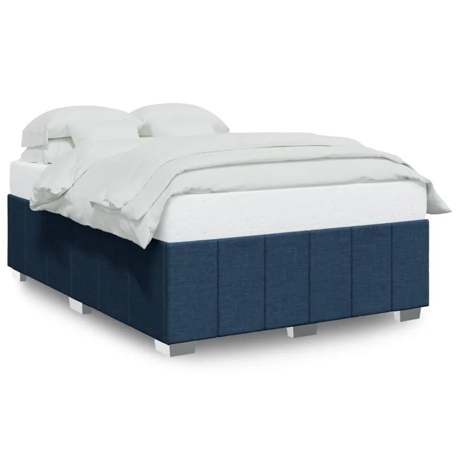 Cadre de lit sans matelas bleu 160x200 cm tissu - 2