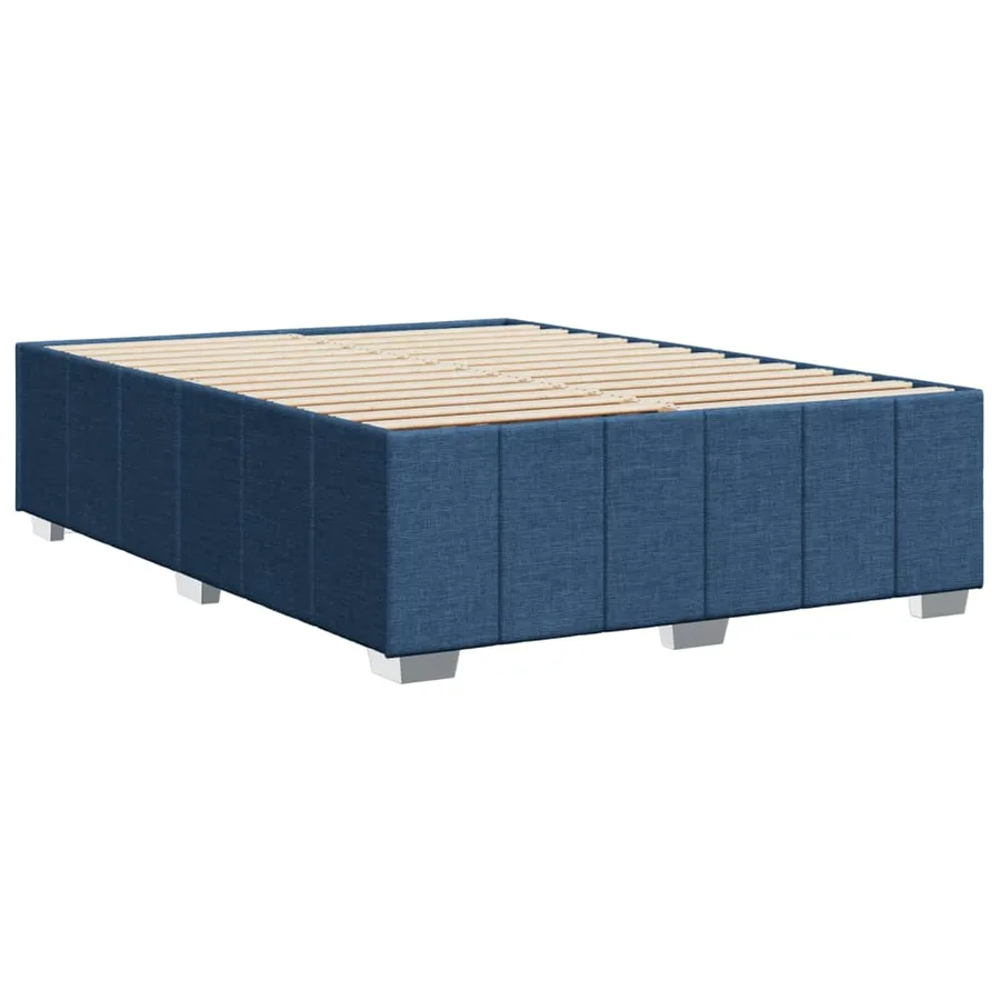 Cadre de lit sans matelas bleu 160x200 cm tissu - 6