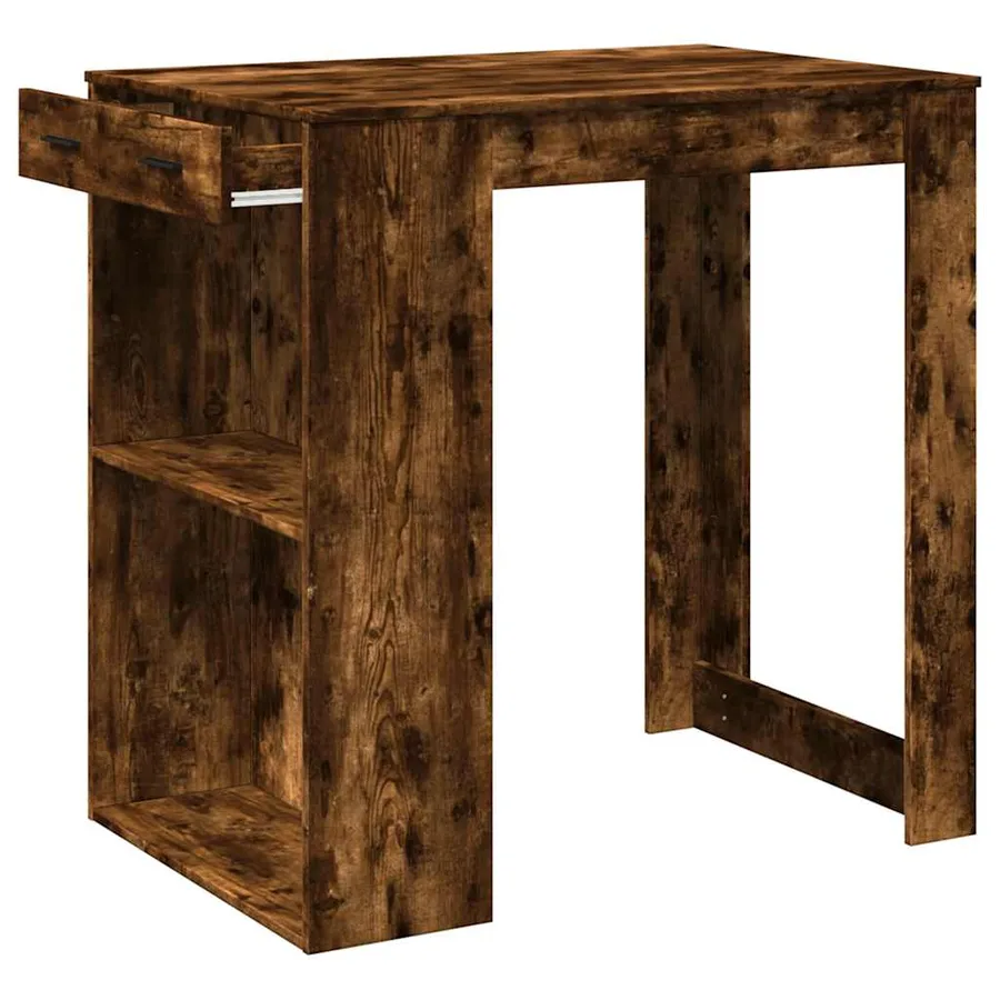 Table de bar chêne fumé 102x70x103,5 cm bois d'ingénierie - 4