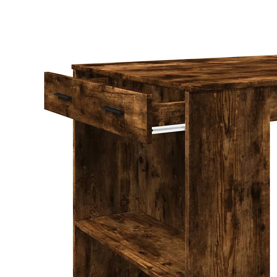 Table de bar chêne fumé 102x70x103,5 cm bois d'ingénierie - 8
