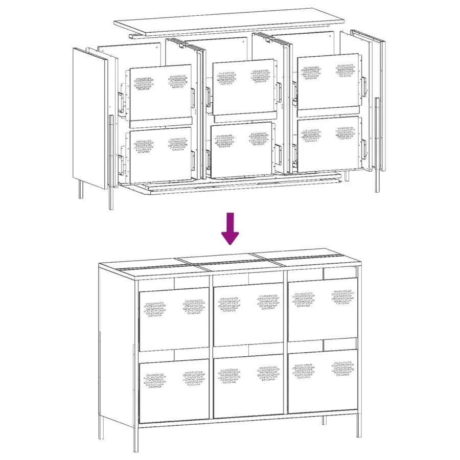 Buffet rose 101,5x39x73,5 cm acier laminé à froid - 11