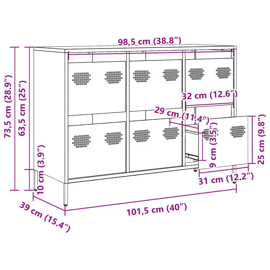 Buffet rose 101,5x39x73,5 cm acier laminé à froid - 13