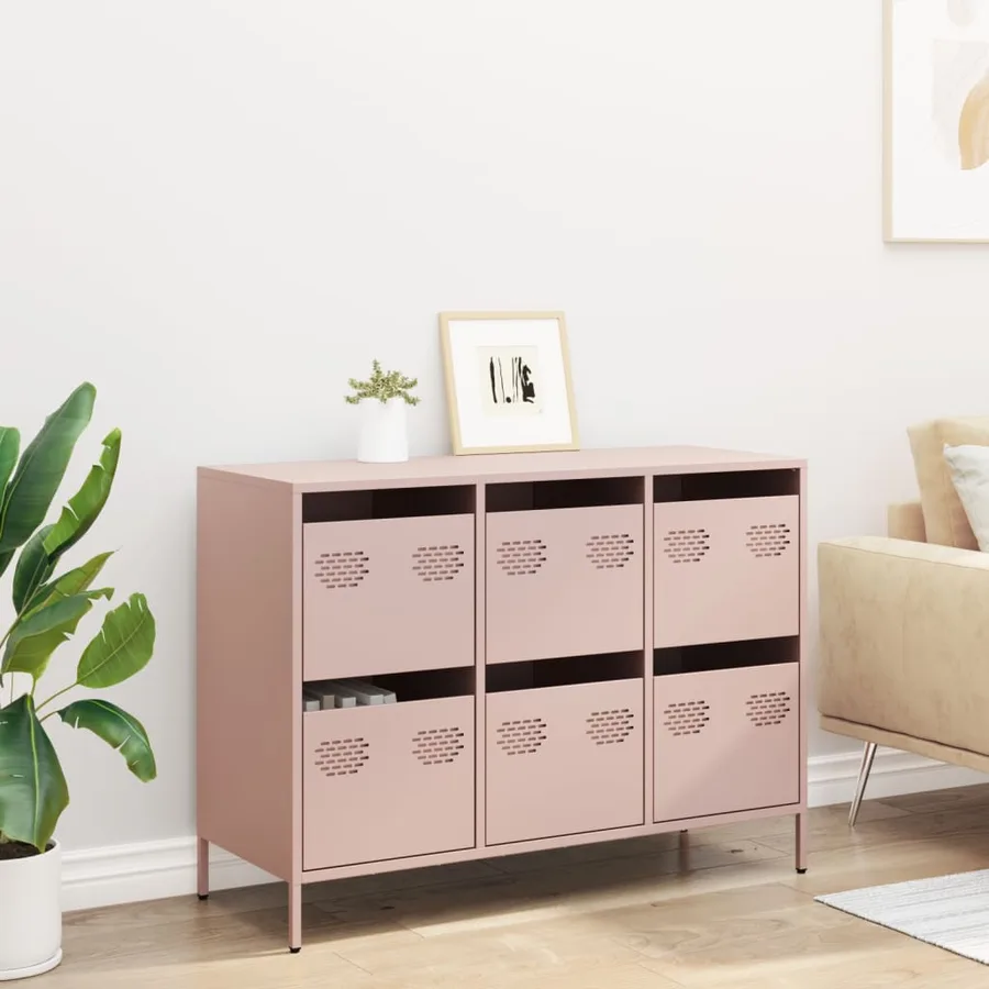 Buffet rose 101,5x39x73,5 cm acier laminé à froid - 3