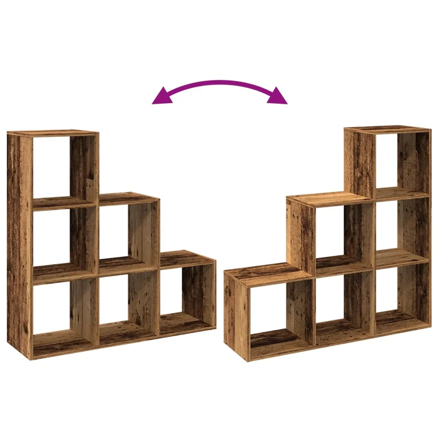 Étagère séparatrice de pièce à 3 niveaux vieux bois 99x29x99 cm - 9
