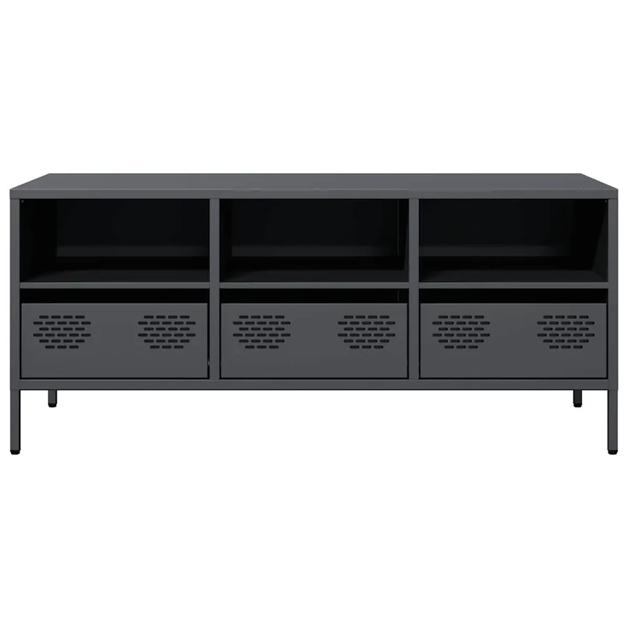 Meuble TV anthracite 101,5x39x43,5 cm acier laminé à froid - 4