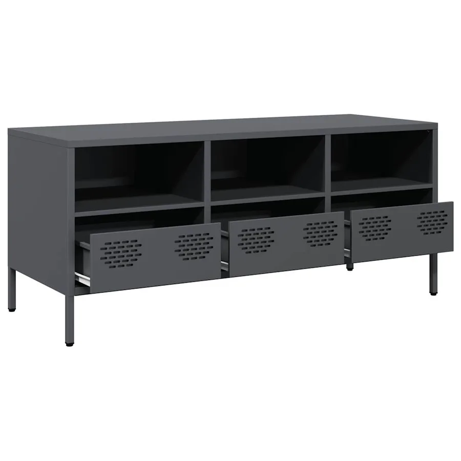 Meuble TV anthracite 101,5x39x43,5 cm acier laminé à froid - 5