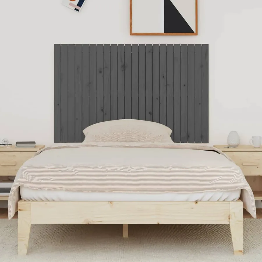 Tête de lit murale Gris 140x3x90 cm Bois massif de pin - 3