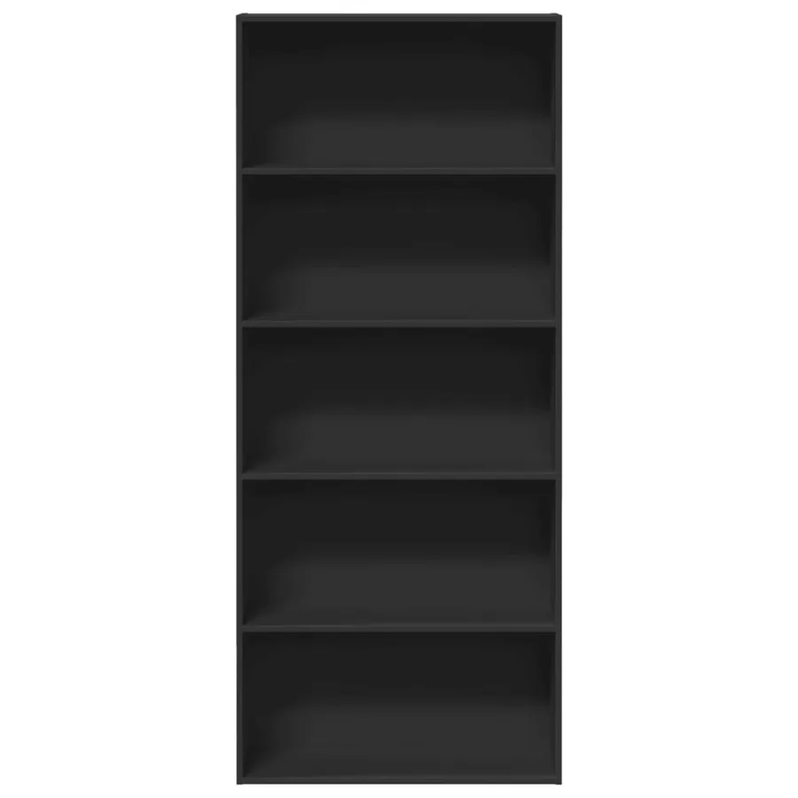 Bibliothèque noir 80x30x189 cm bois d'ingénierie - 4
