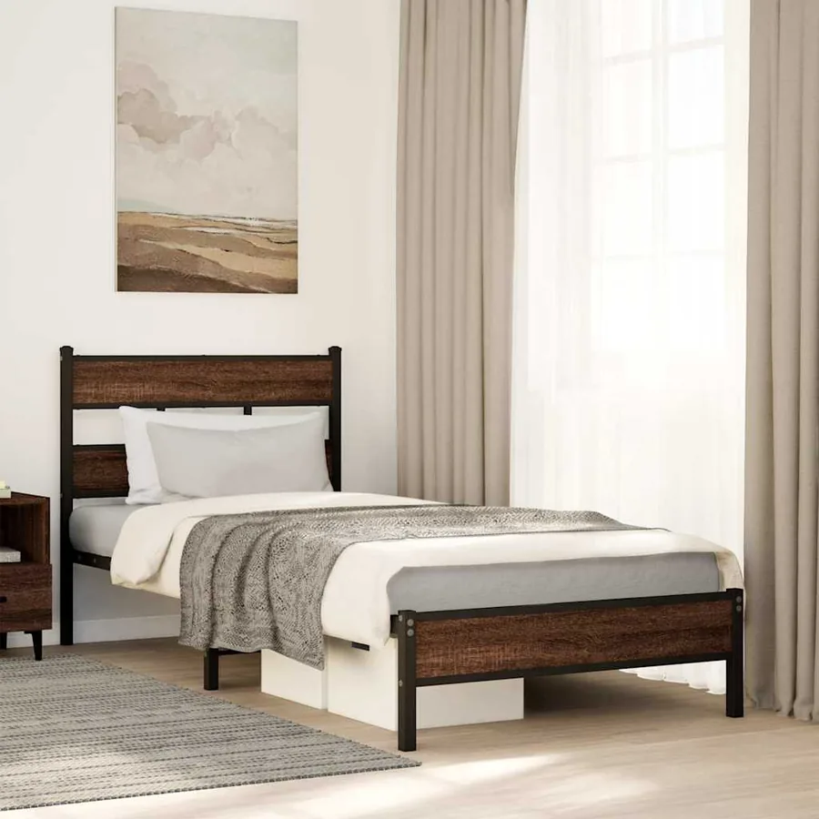 Cadre de lit sans matelas chêne marron 90x200cm bois ingénierie