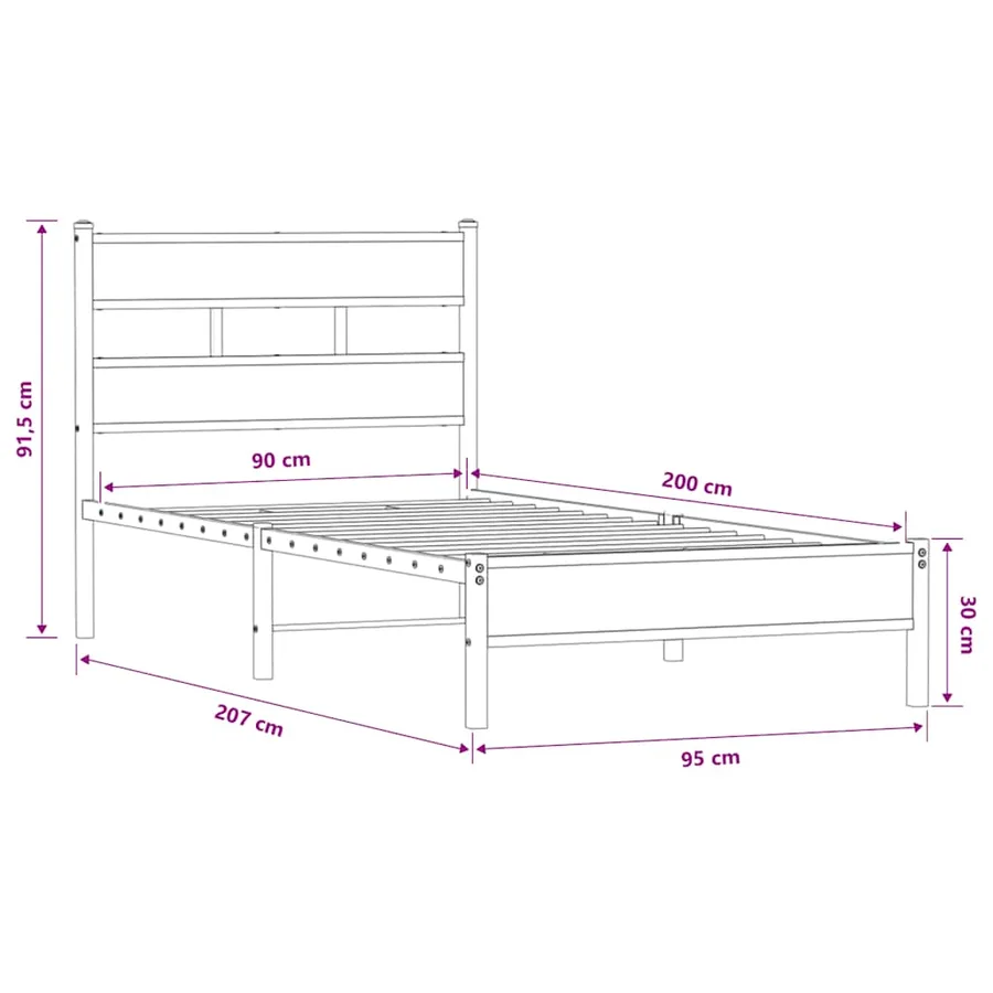 Cadre de lit sans matelas chêne marron 90x200cm bois ingénierie - 9