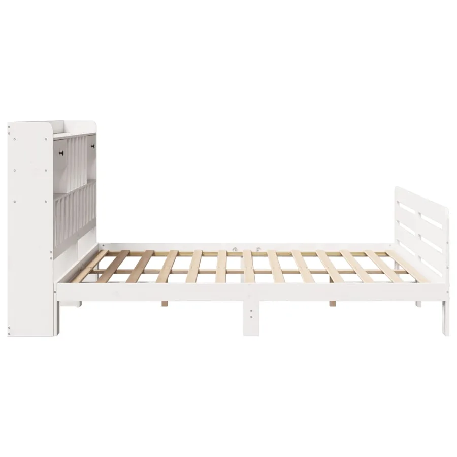 Lit bibliothèque sans matelas blanc 180x200 cm bois pin massif - 7