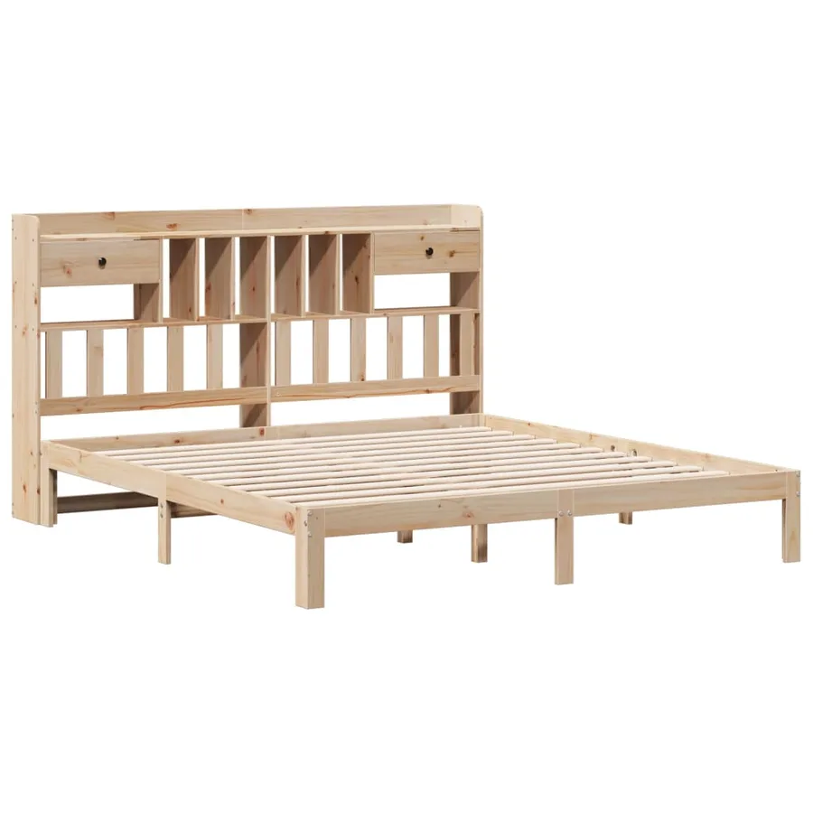 Lit bibliothèque sans matelas 180x200 cm bois massif de pin - 3