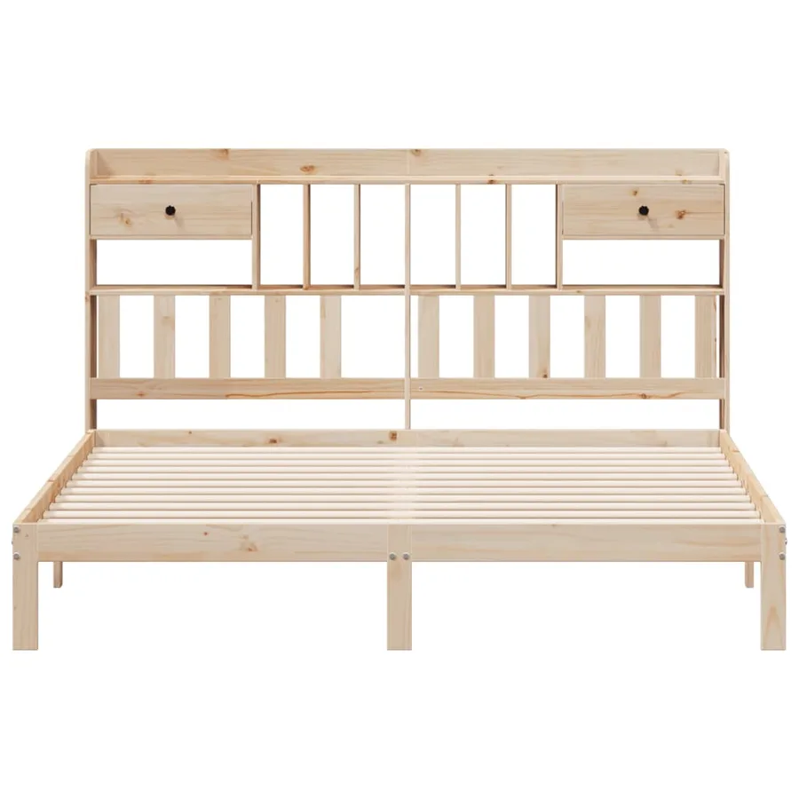 Lit bibliothèque sans matelas 180x200 cm bois massif de pin - 4