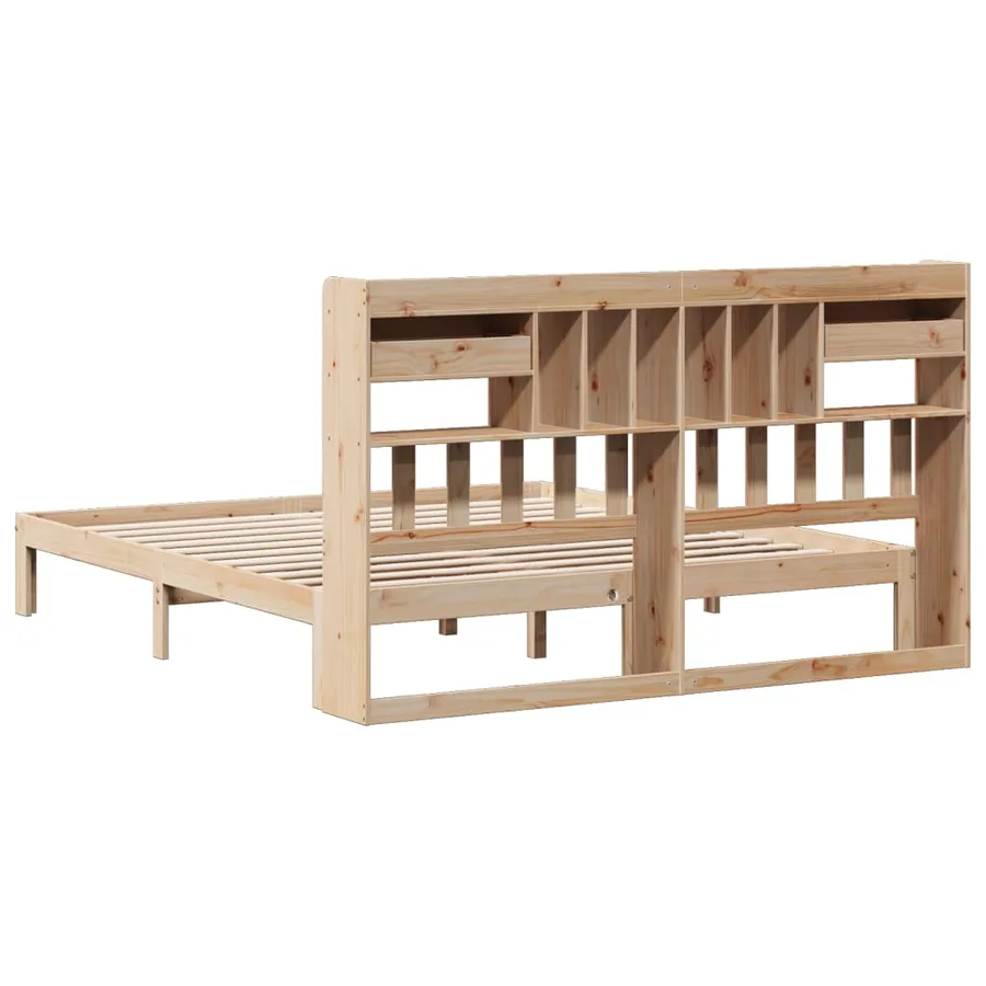 Lit bibliothèque sans matelas 180x200 cm bois massif de pin - 6