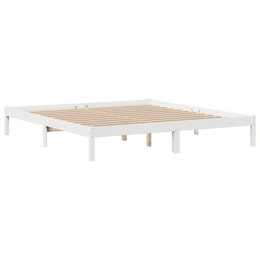 Lit bibliothèque sans matelas blanc 180x200 cm bois pin massif - 5