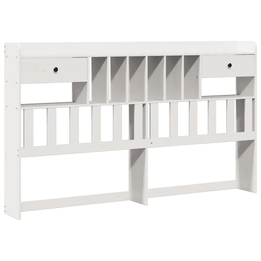 Lit bibliothèque sans matelas blanc 180x200 cm bois pin massif - 6