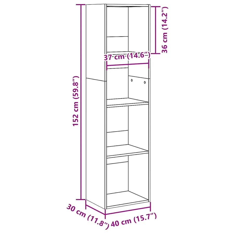 Bibliothèque vieux bois 40x30x152 cm bois d'ingénierie - 10