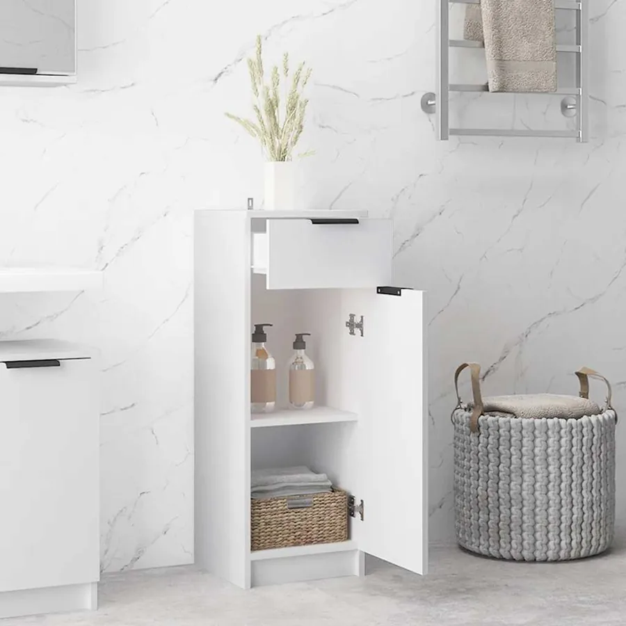 Armoire de salle de bain blanc 32x33,5x90 cm bois d'ingénierie - 3