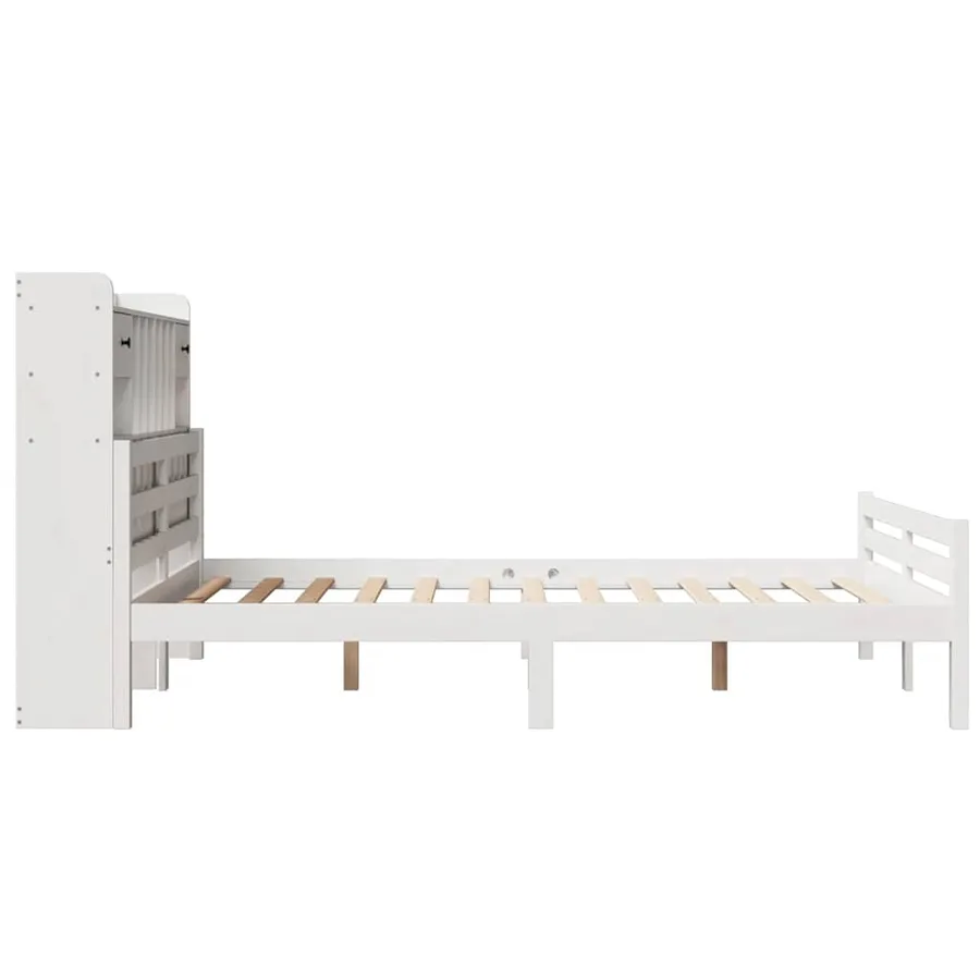 Lit bibliothèque sans matelas blanc 150x200 cm bois pin massif - 5