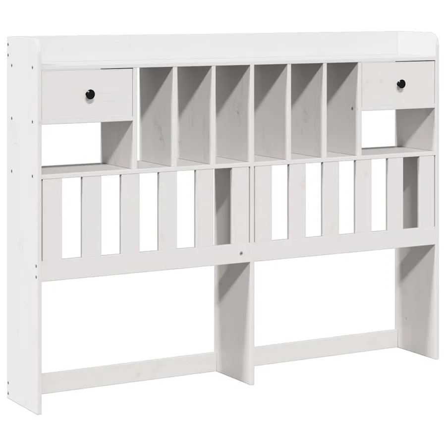 Lit bibliothèque sans matelas blanc 150x200 cm bois pin massif - 7