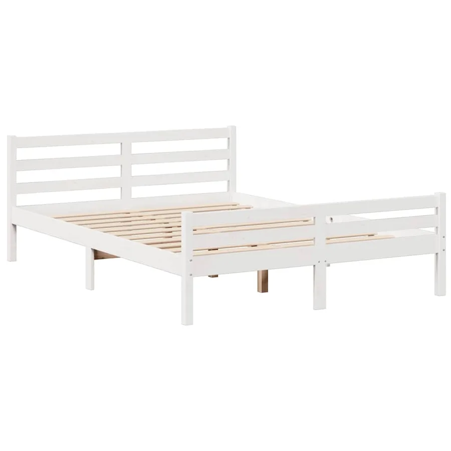 Lit bibliothèque sans matelas blanc 150x200 cm bois pin massif - 8