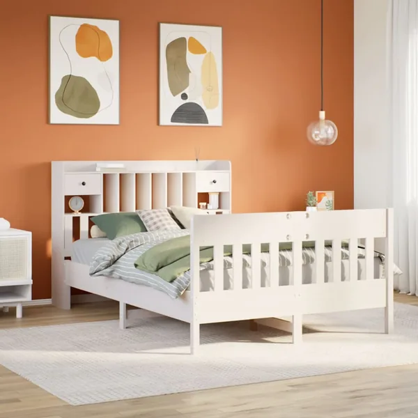 Cadre de lit sans matelas blanc 160x200 cm bois de pin massif