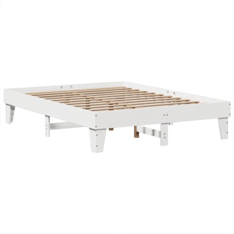 Cadre de lit sans matelas blanc 160x200 cm bois de pin massif - 5