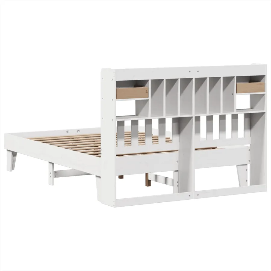 Cadre de lit sans matelas blanc 160x200 cm bois de pin massif - 8