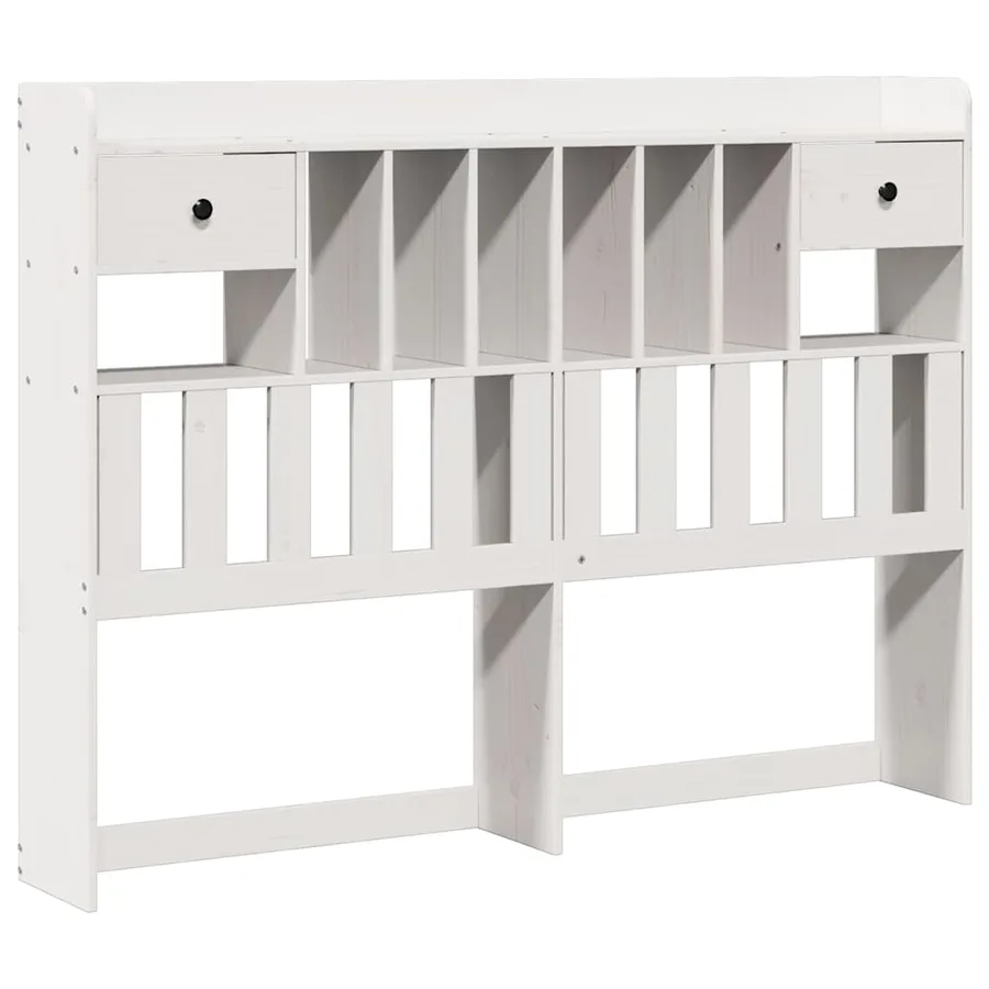 Lit bibliothèque sans matelas blanc 160x200 cm bois pin massif - 6