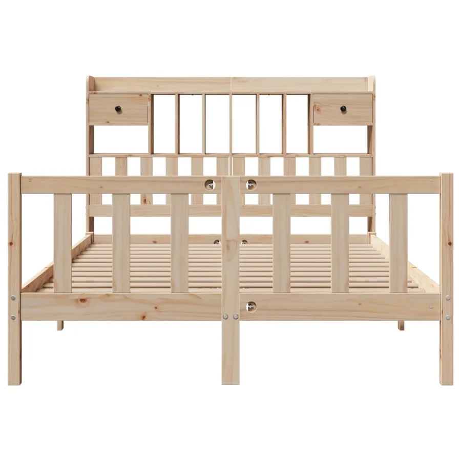 Lit bibliothèque sans matelas 140x200 cm bois massif de pin - 4