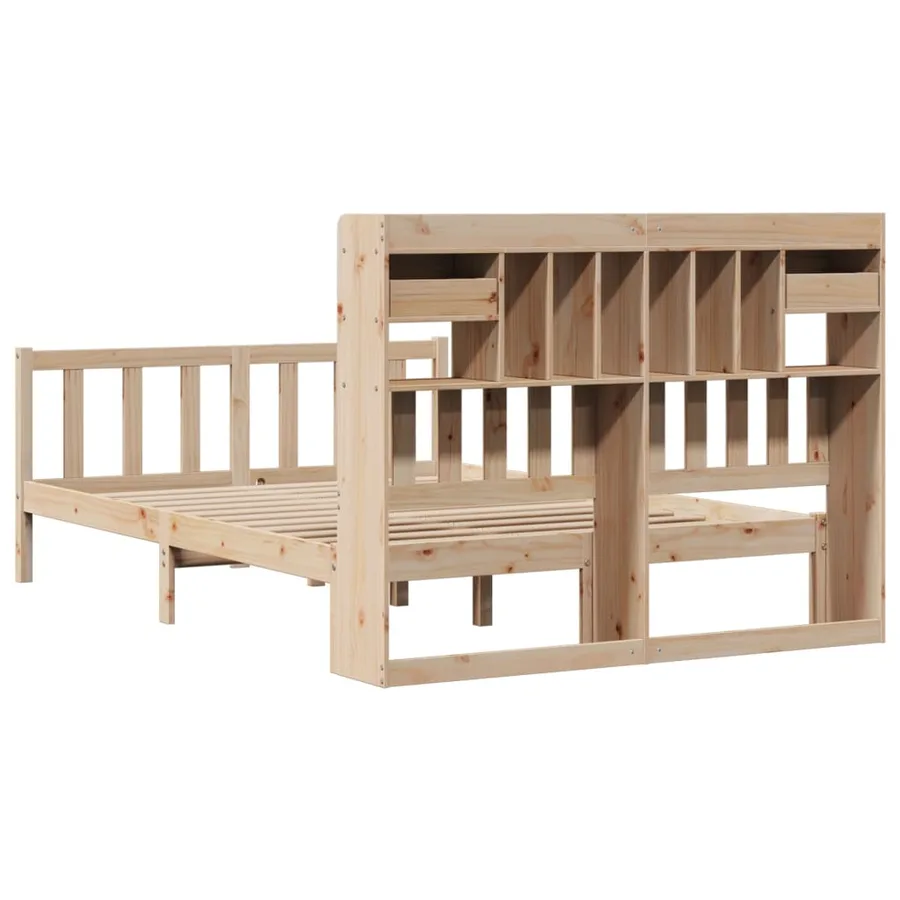 Lit bibliothèque sans matelas 140x200 cm bois massif de pin - 8