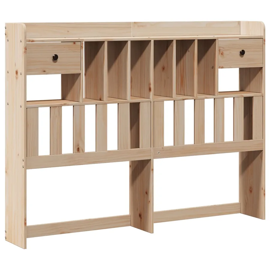 Lit bibliothèque sans matelas 140x190 cm bois de pin massif - 6