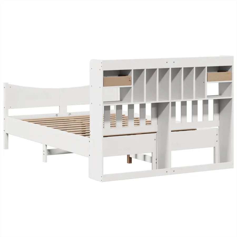 Cadre de lit sans matelas blanc 140x200 cm bois de pin massif - 8