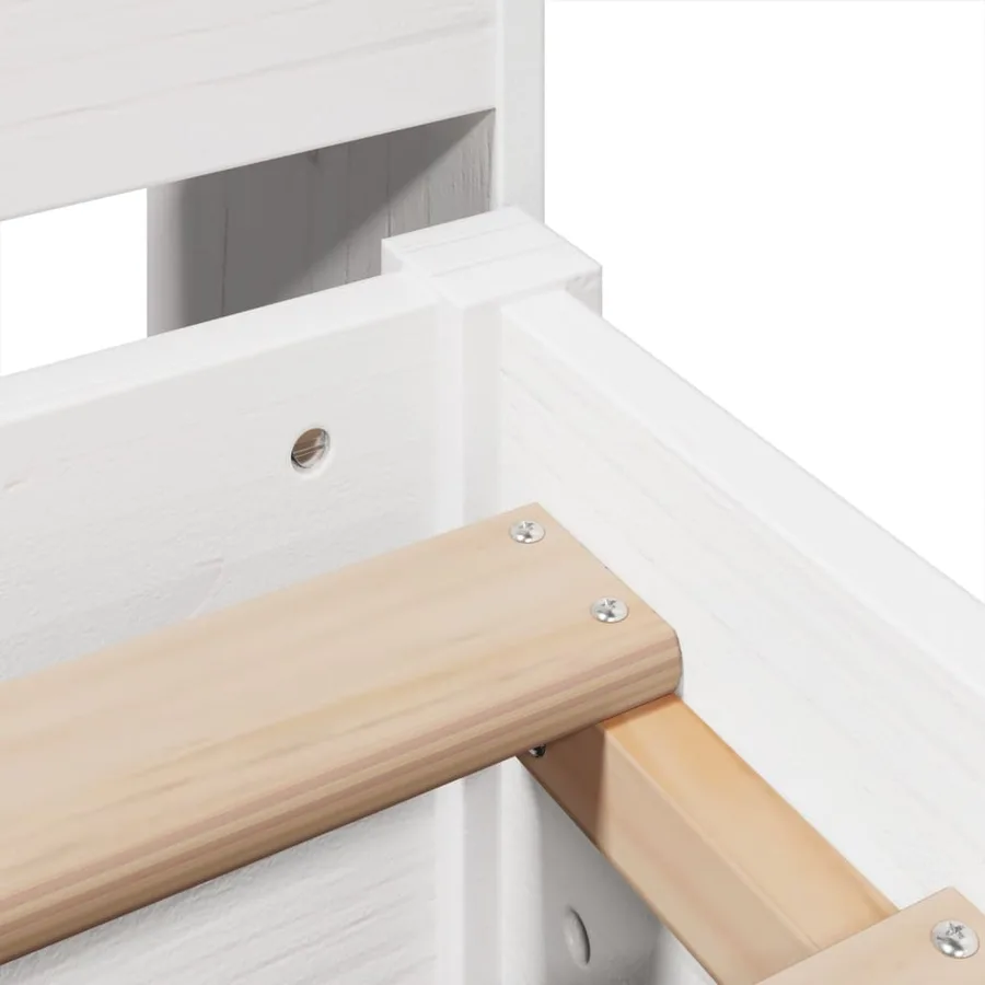 Cadre de lit sans matelas blanc 140x190 cm bois de pin massif - 9