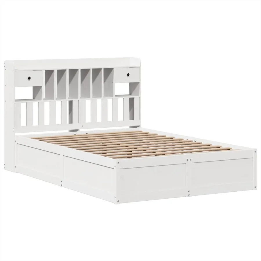 Cadre de lit sans matelas blanc 140x190 cm bois de pin massif - 3