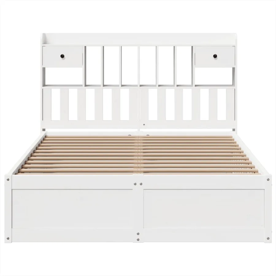 Cadre de lit sans matelas blanc 140x190 cm bois de pin massif - 4