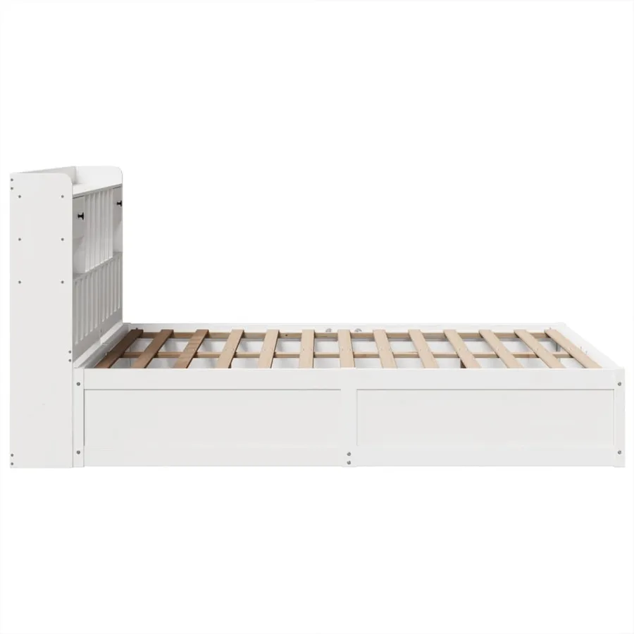 Cadre de lit sans matelas blanc 140x190 cm bois de pin massif - 6