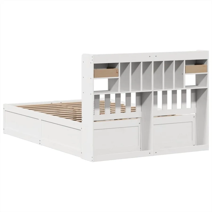 Cadre de lit sans matelas blanc 140x190 cm bois de pin massif - 7