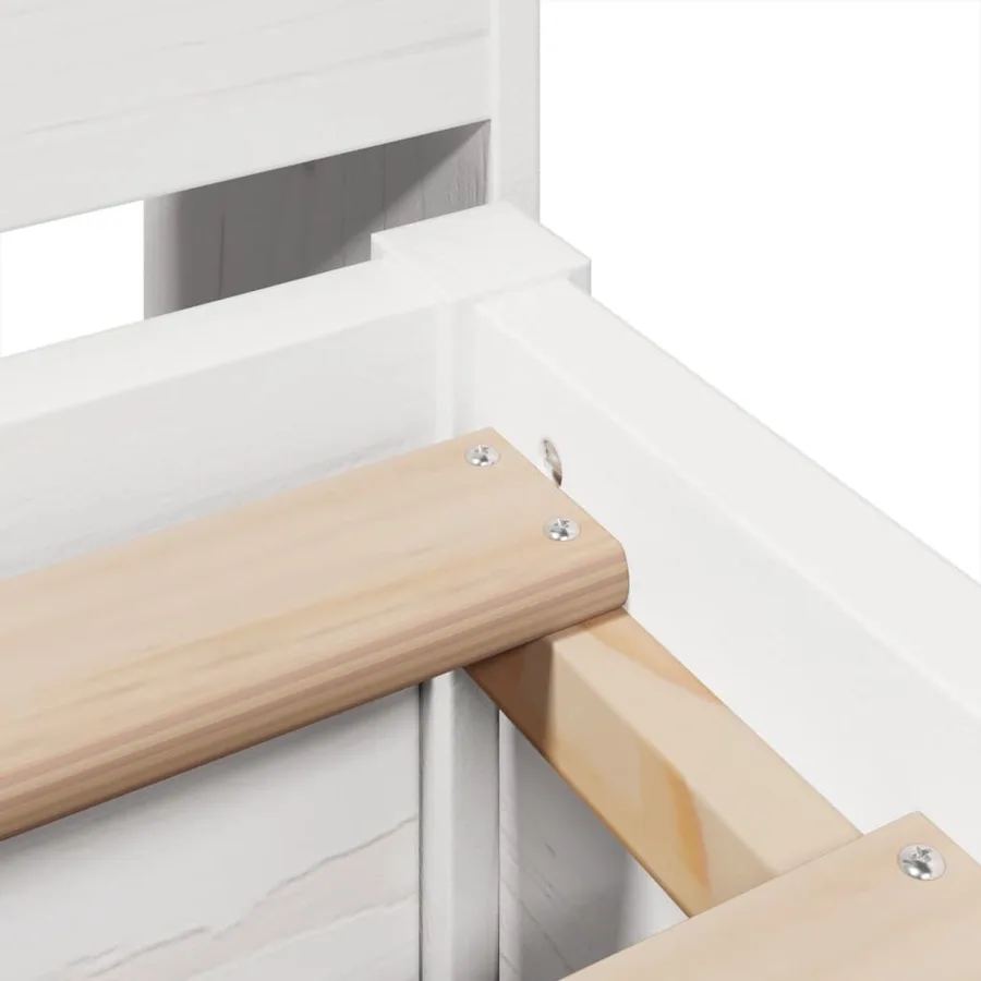 Cadre de lit sans matelas blanc 140x190 cm bois de pin massif - 9